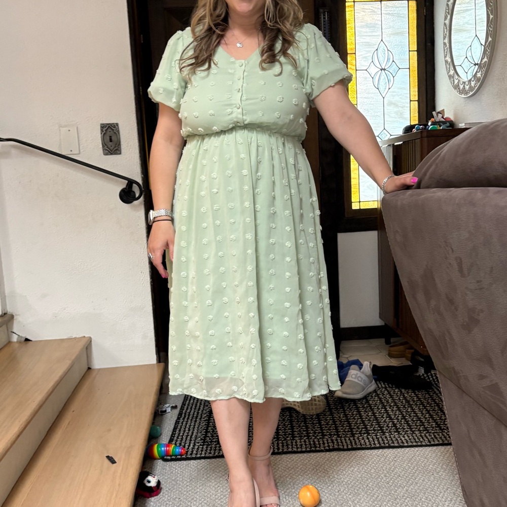 vintage style light green size  medium cute dress fairy cottage core